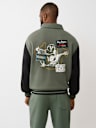 COLLARED PATCH FLEECE VARSITY JACKET