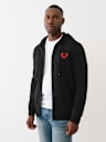 FLOCKED HORSESHOE ZIP HOODIE