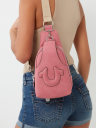 FAUX SUEDE STITCHED SLING BAG