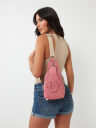 FAUX SUEDE STITCHED SLING BAG