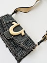 FRAYED DENIM SHOULDER BAG