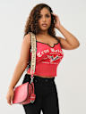 STITCHED HORSESHOE FLAP CROSSBODY BAG