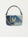 PATCHED DENIM CHAIN HANDLE BAG