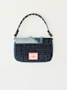 PATCHED DENIM CHAIN HANDLE BAG
