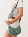 DENIM CRESCENT HOBO BAG