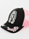 TRUE RELIGION X BELLA DOÑA EMBROIDERED GRAPHIC TRUCKER HAT