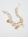 TWO-TONED HEART CHARM CHAIN NECKLACE