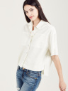 BUTTON FRONT CROPPED WOMENS SHIRT