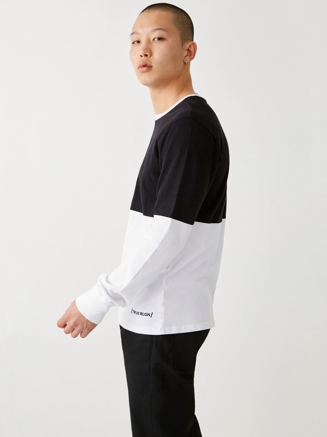LONG SLEEVE COLOR BLOCK TEE, image 1