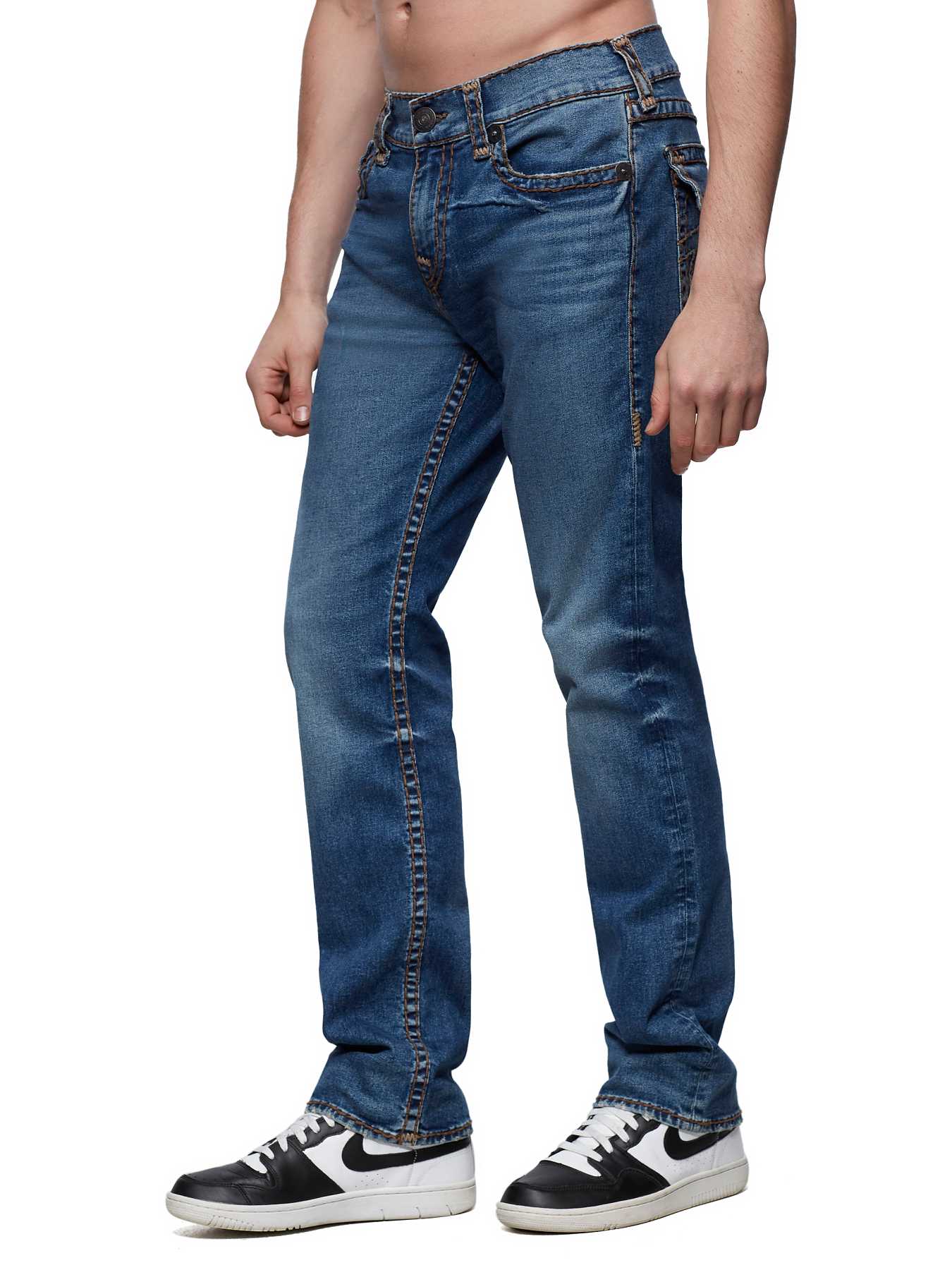TRUE RELIGION RICKY 濃紺ストレートデニムパンツ　31×34. True Religion Men's Ricky Straight Leg Jean with Back Flap