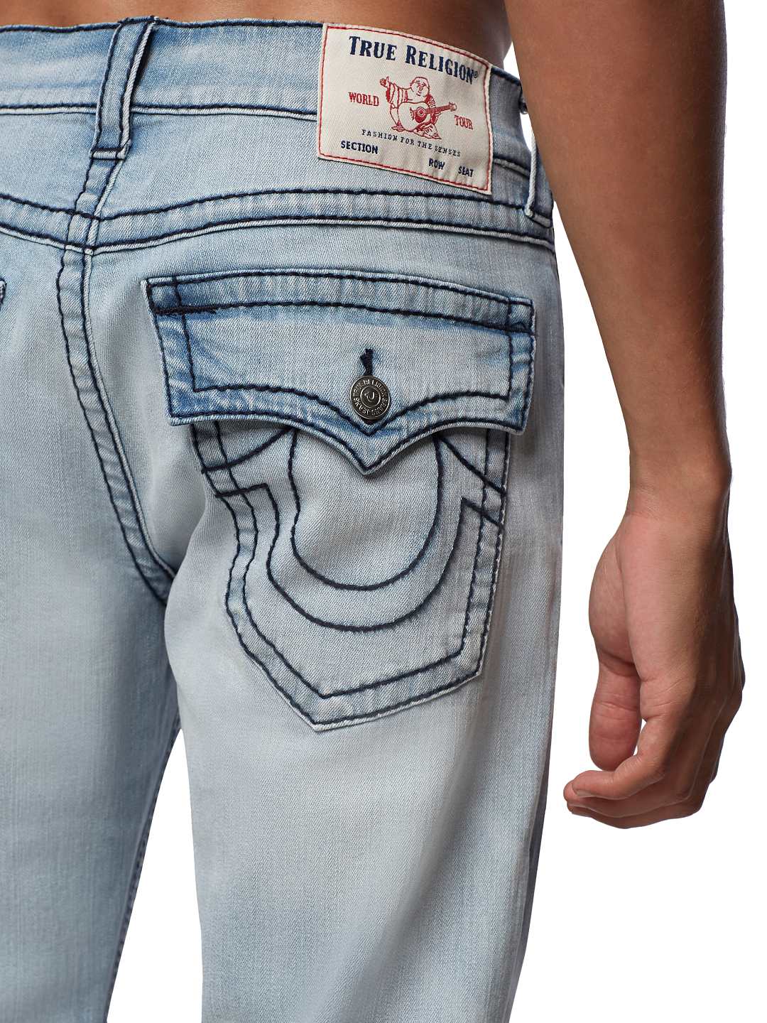 【TRUE RELIGION】RICKY TRIPLE ロゴ刺繍 ストレートジーンズ 34 True Religion Men's Ricky Flap 34 Inseam, Dark WASH Muddy