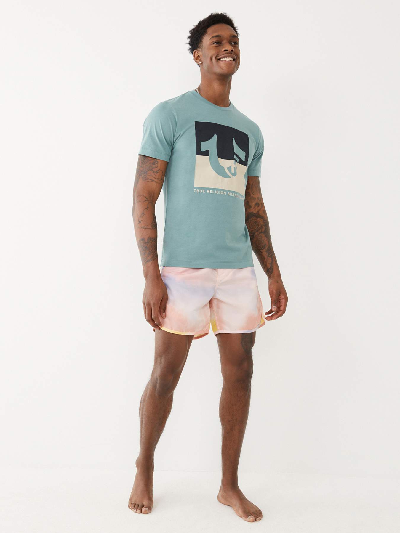 True religion tie store dye shorts