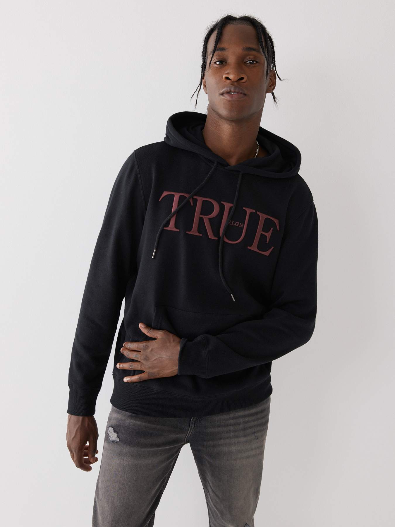 True religion hoodie black and online red