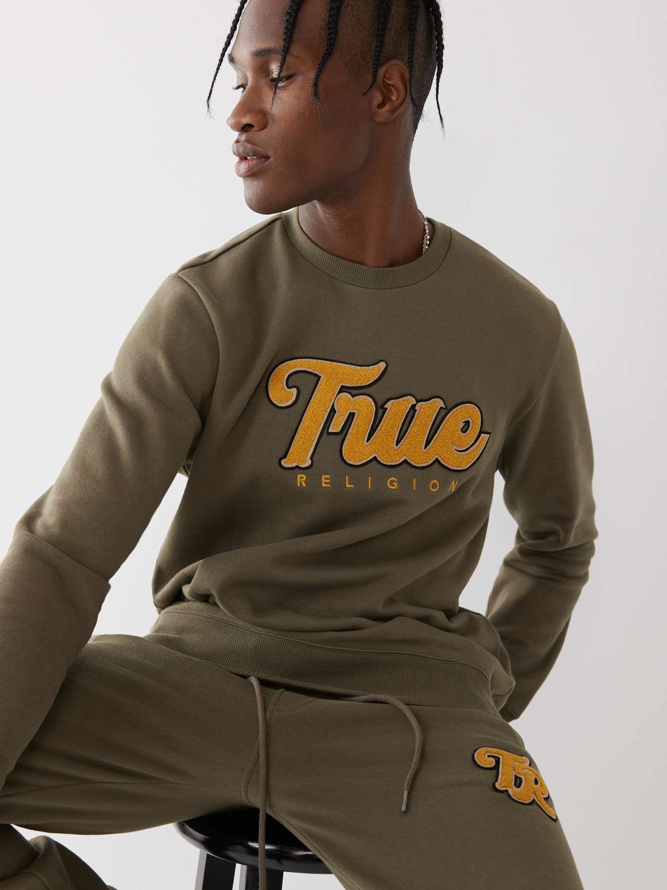 COLLEGIATE CREWNECK SWEATSHIRT Khaki beige True Religion