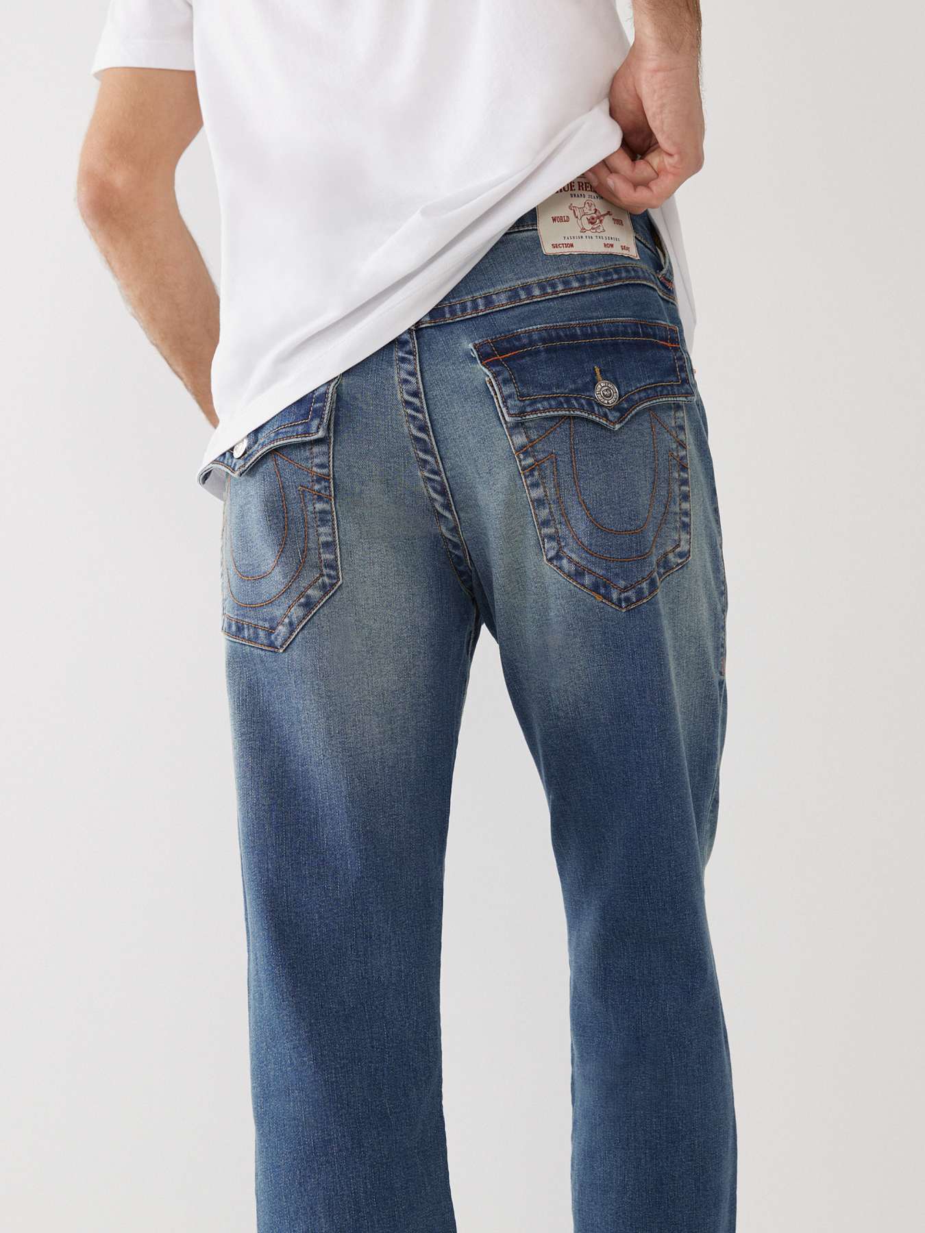 True Religion Men's Ricky Big T Straight Leg Jean with Back Flap Pockets