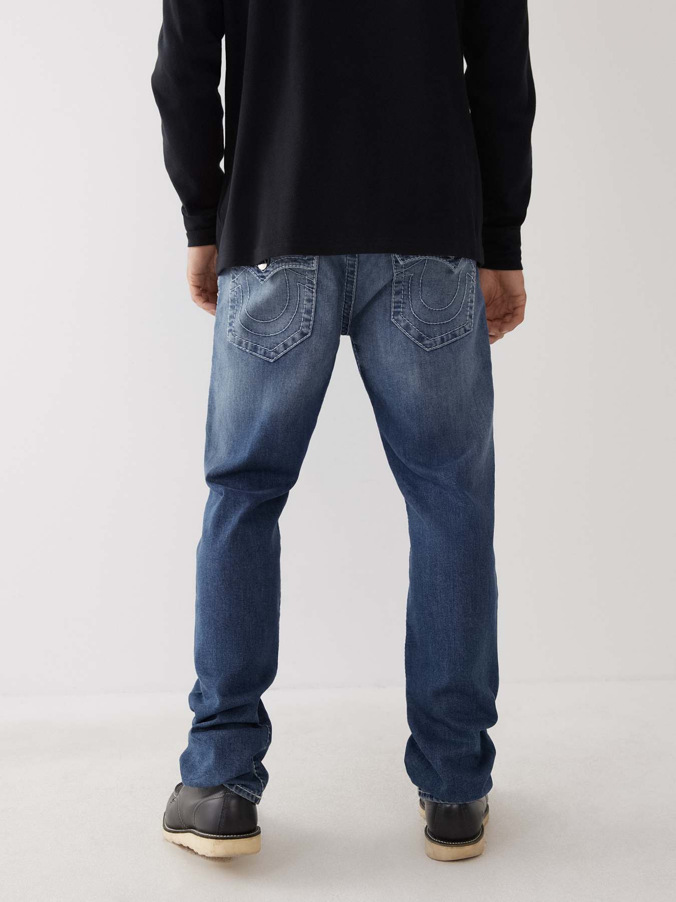 True Religion Men's Ricky Big T Straight Leg Jean with Back Flap Pockets