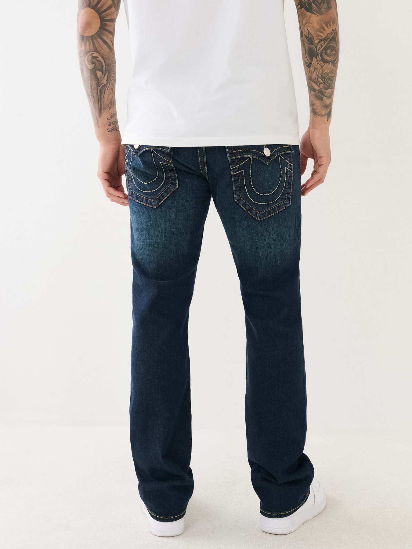 True Religion Men's Ricky Big T Straight Leg Jean with Back Flap Pockets