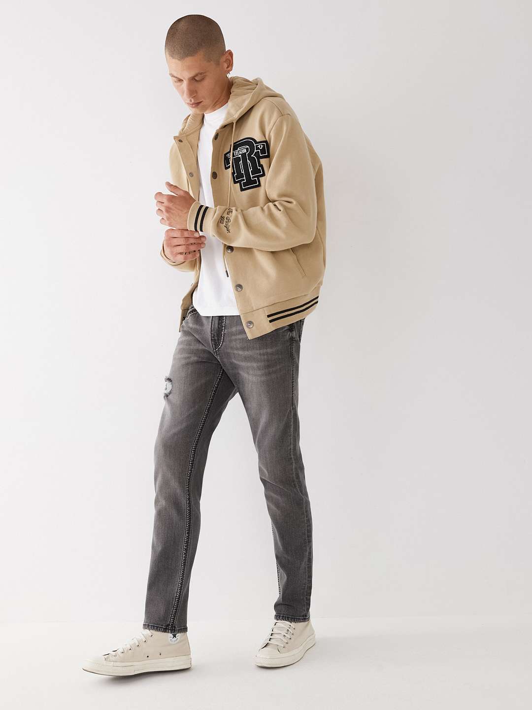 VARSITY HOODIE JACKET - Scuffed Beige | True Religion