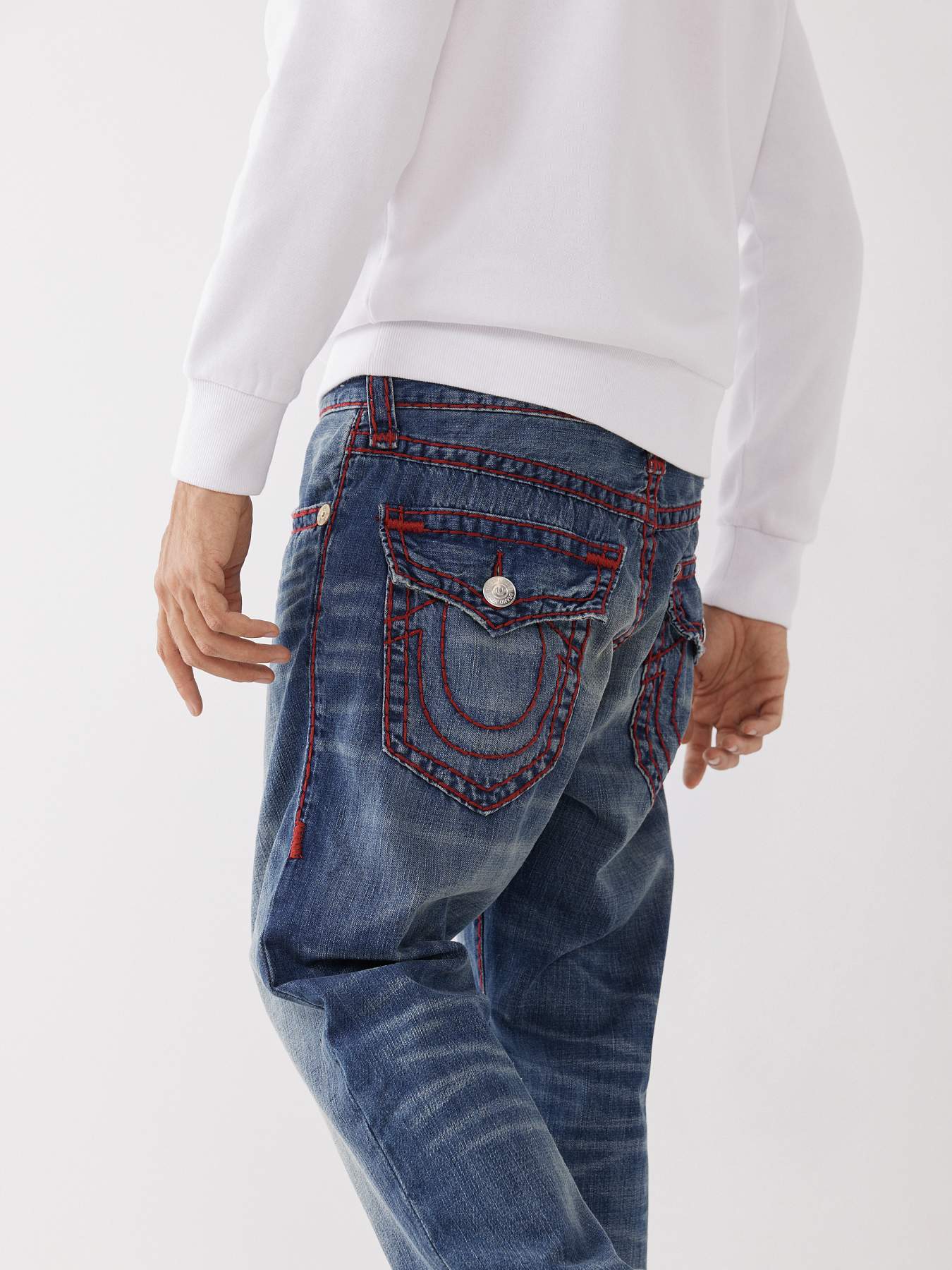 NWT True Religion Girls Big T Jeans, Size 10, Pink Stitching 