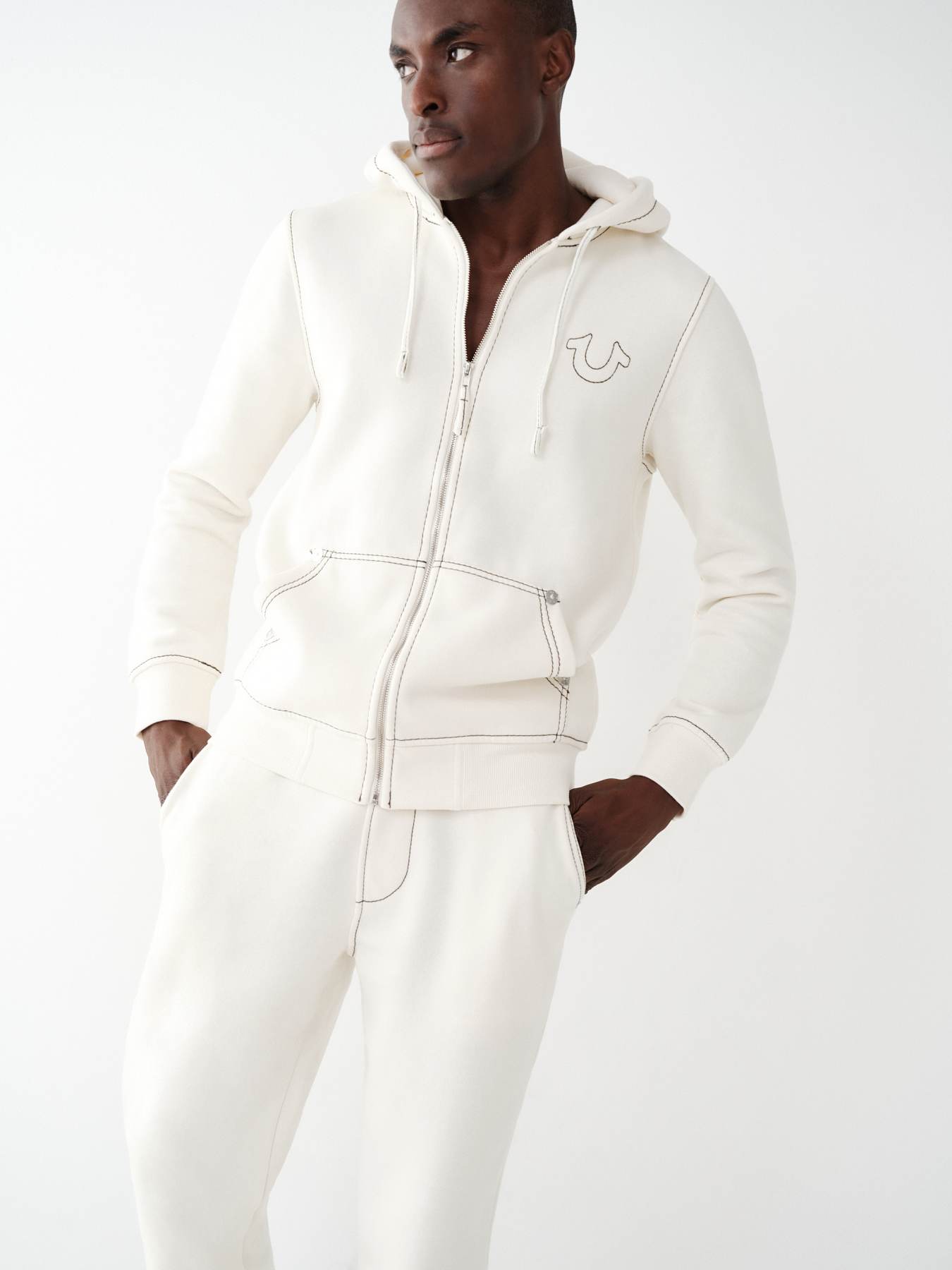 BIG T ZIP HOODIE White True Religion