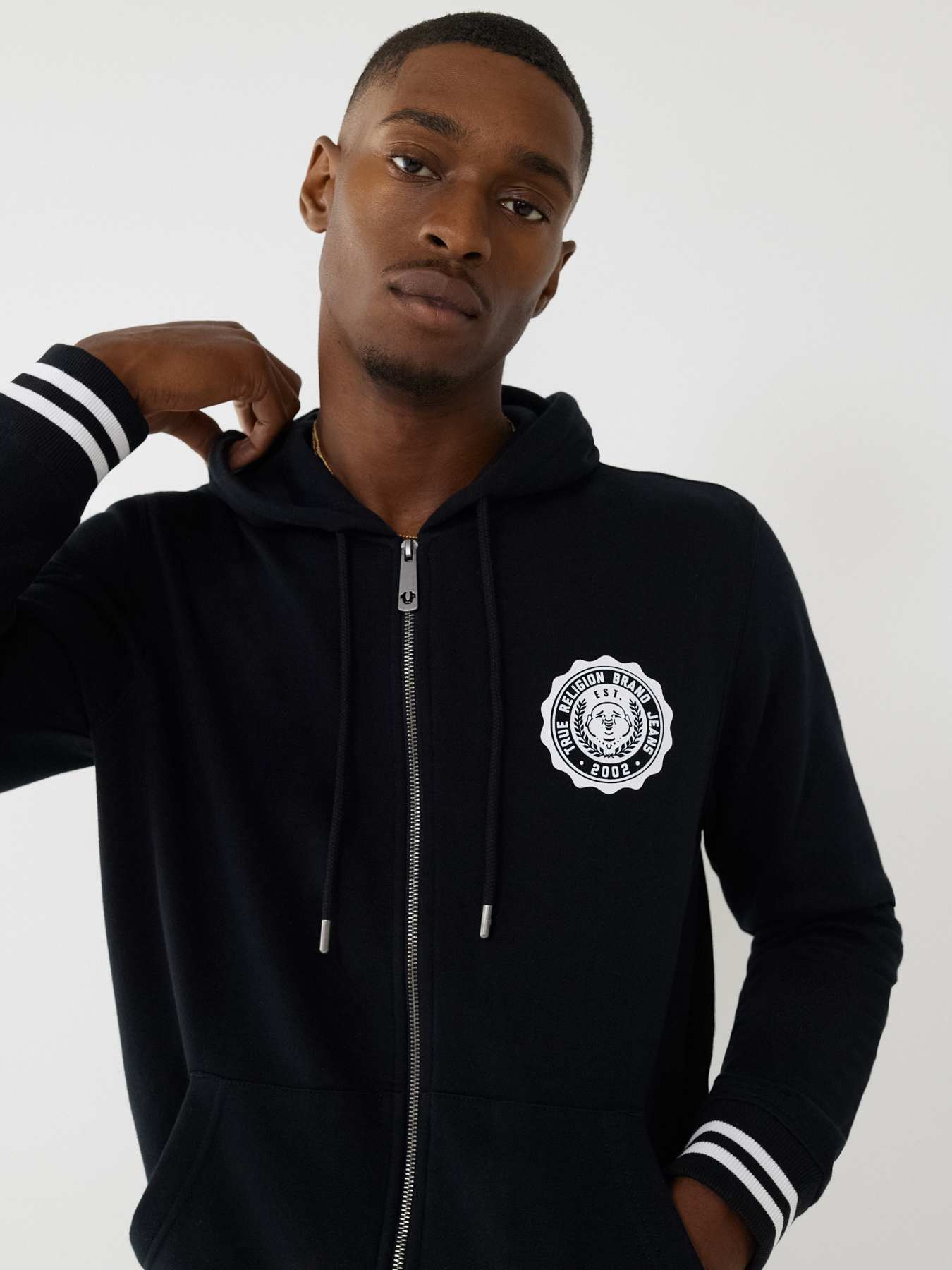 Sudadera True Religion Terry Zip Para Mujer Negra Con Cierre