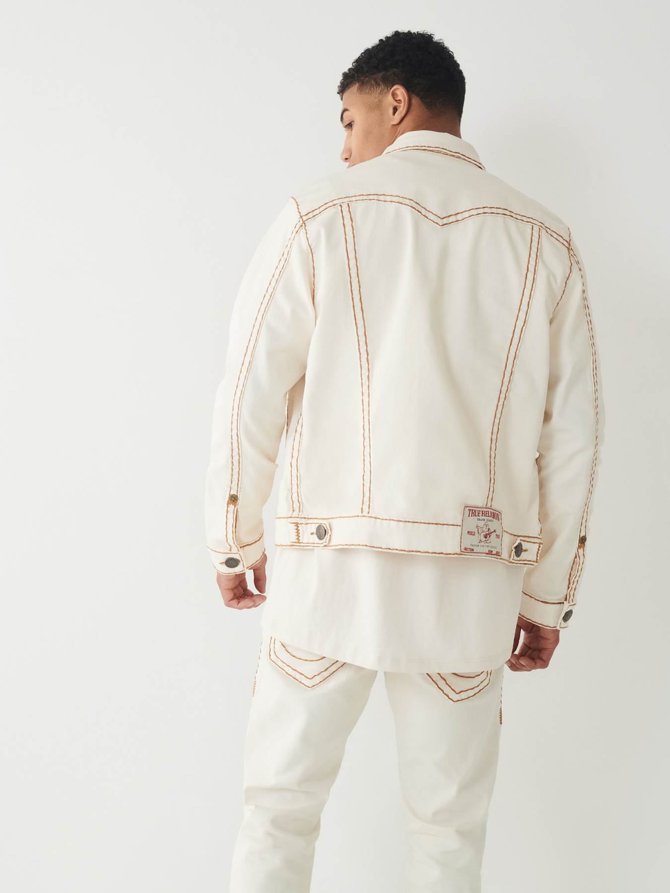 JIMMY SUPER T STITCH DENIM JACKET - Ivory | True Religion