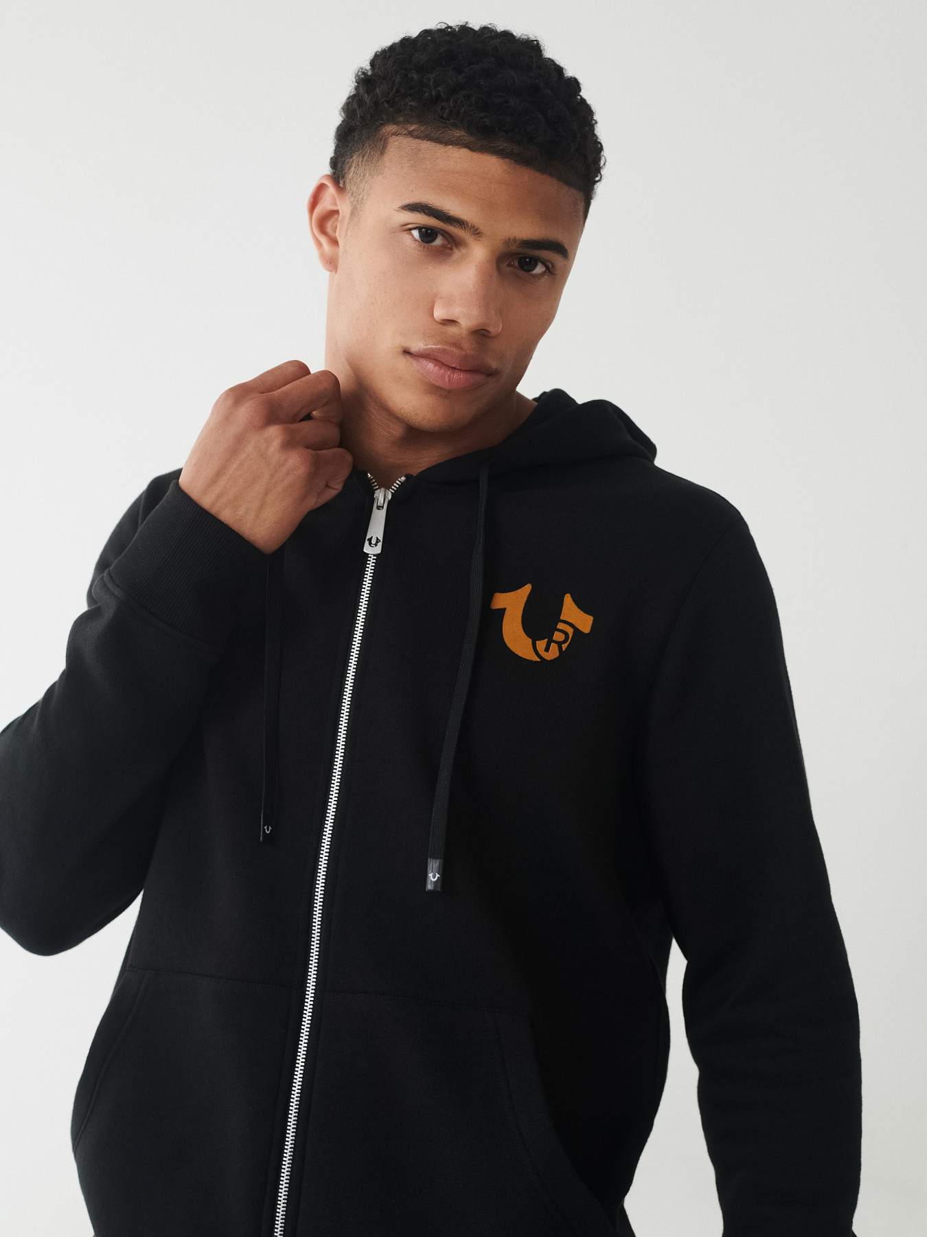 True Religion Men's Buddha Logo Zip Hoodie Sweatshirt, Black, S at   Men's Clothing store