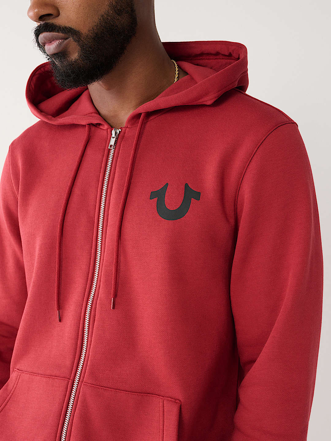 True religion red zip up hoodie sale