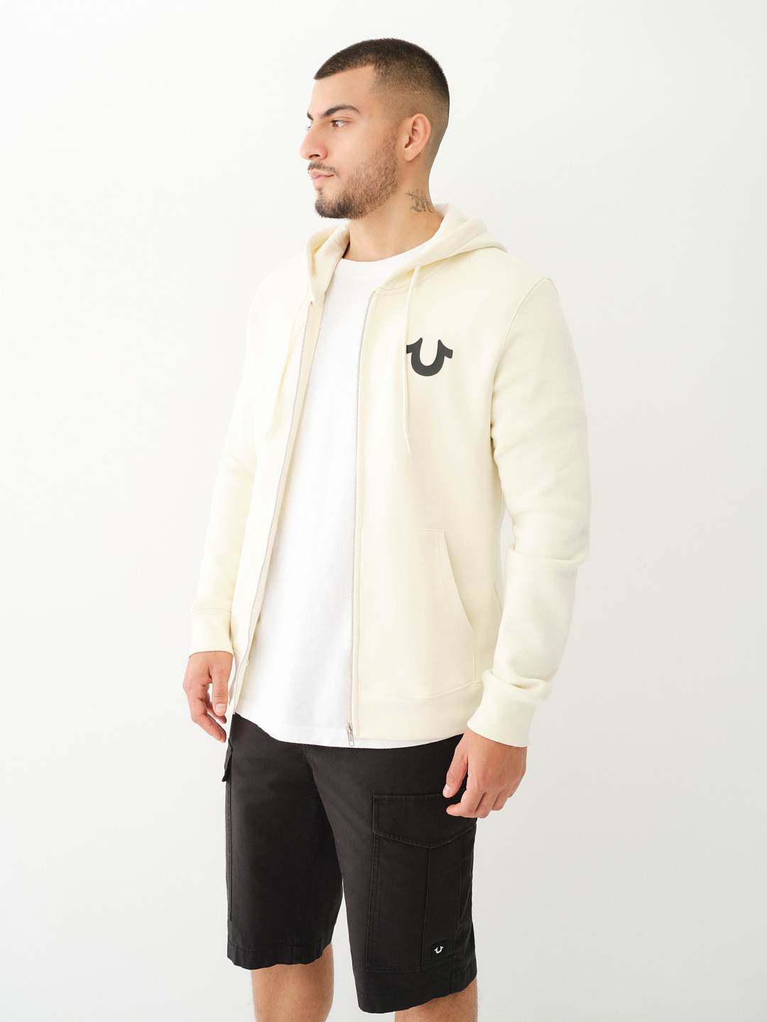 STRIPED HORSESHOE ZIP HOODIE