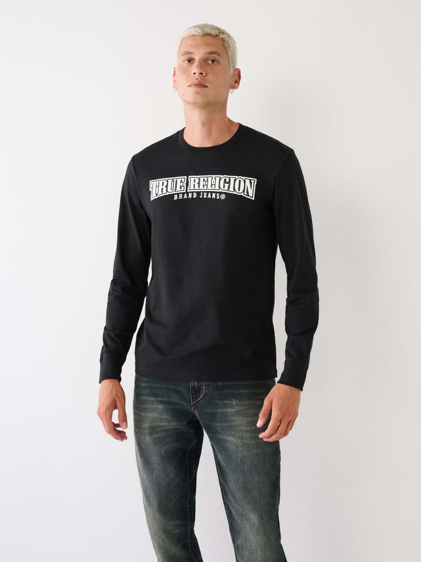 true religion long sleeve white shirt