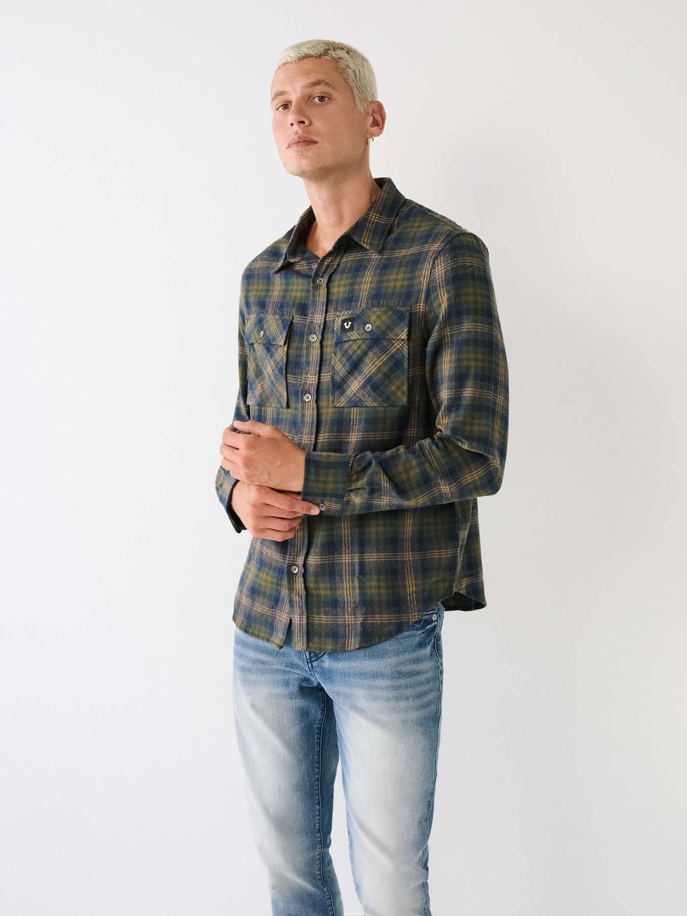 true religion plaid flannel shirt