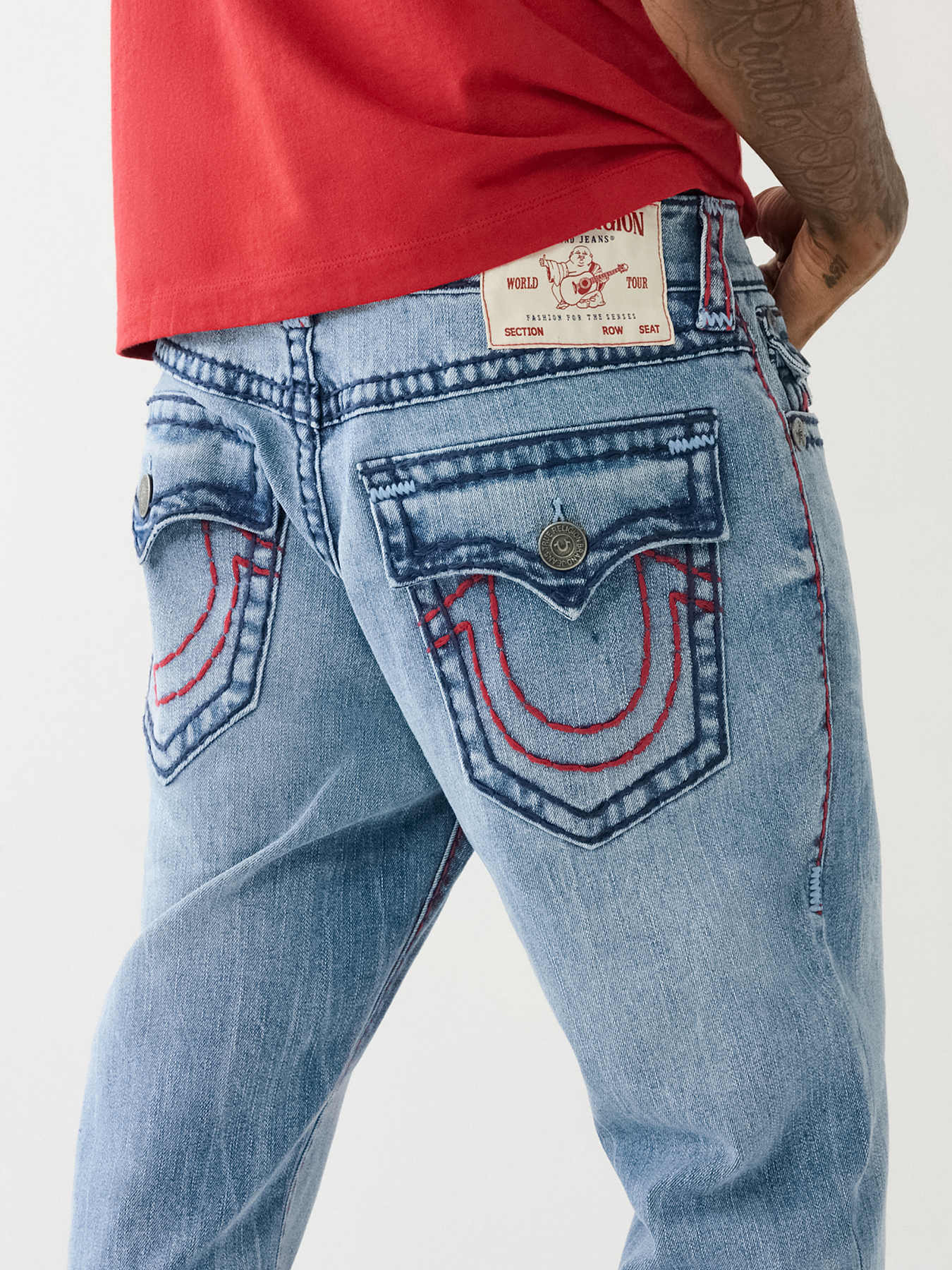 True Religion Men's Ricky Big T Straight Leg Jean with Back Flap Pockets