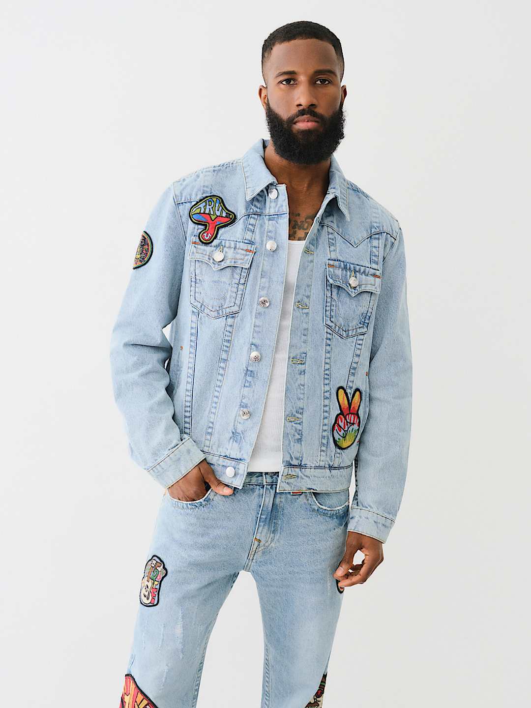 True religion fashion men's jimmy denim jacket