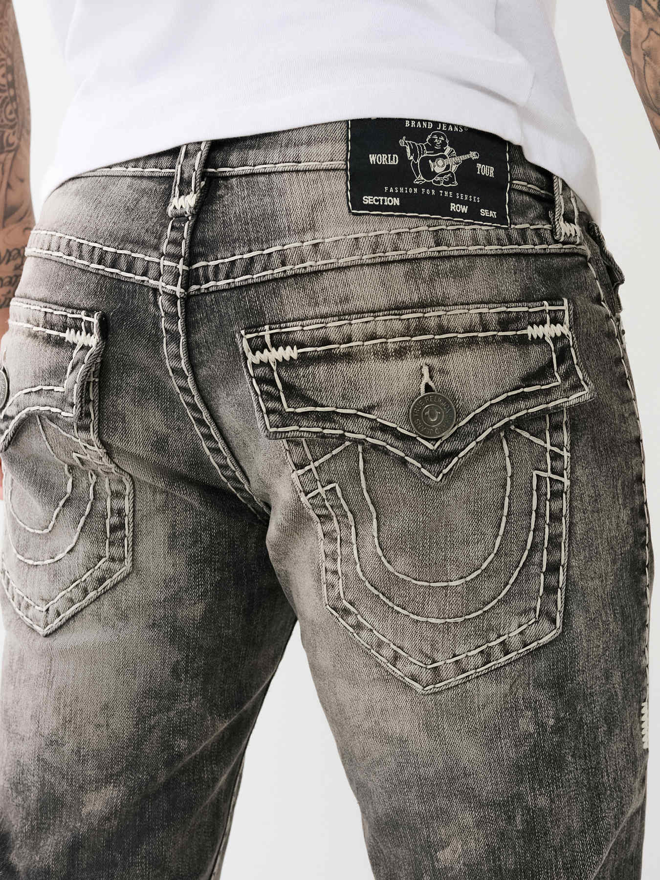 Shop True Religion Men Faded Regular Fit Jeans