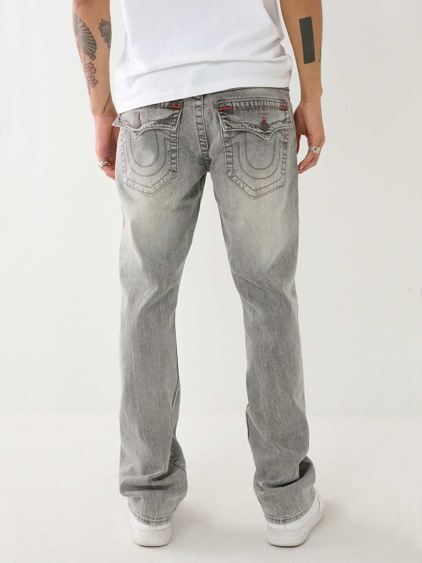 True Religion Men's Ricky Big T Straight Leg Jean with Back Flap