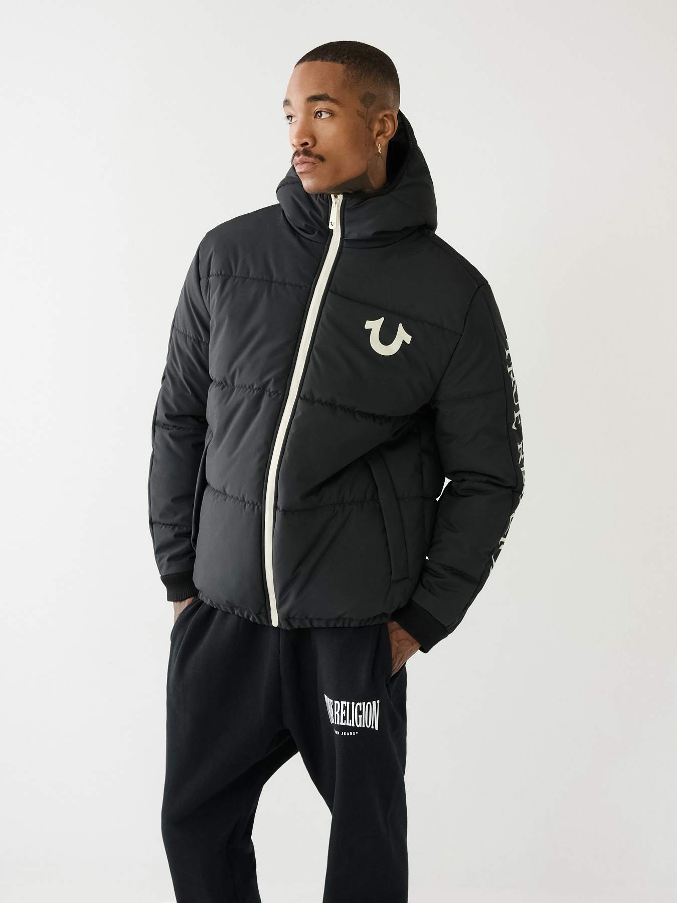 TRUE RELIGION PANEL PUFFER JACKET