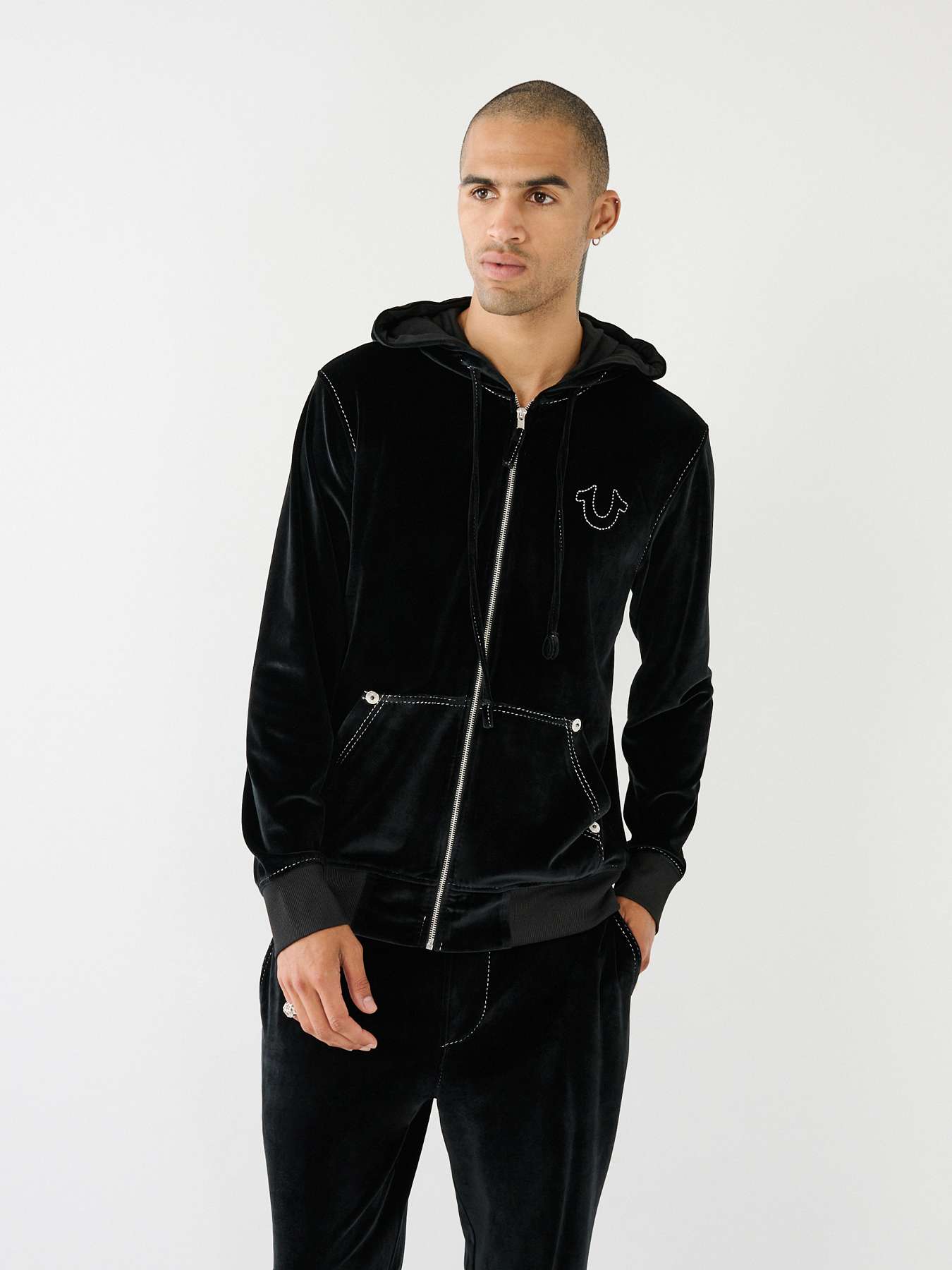 VELOUR BIG T ZIP HOODIE