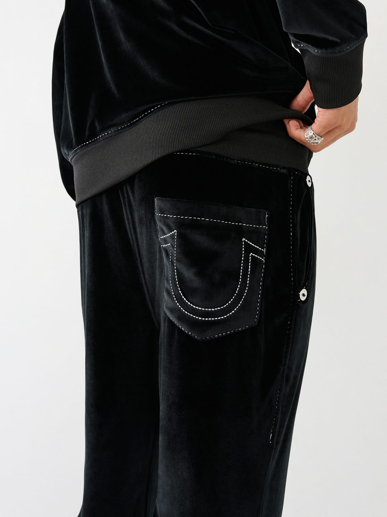 Black velour joggers