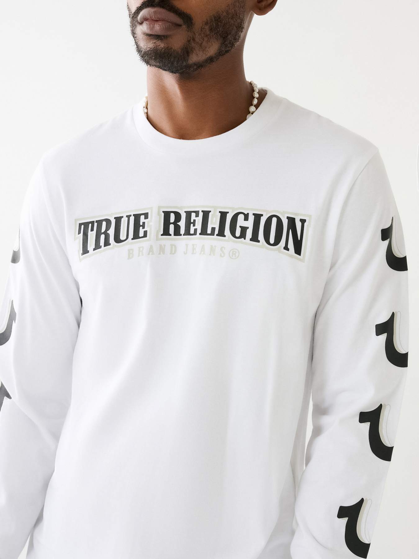 true religion long sleeve white shirt