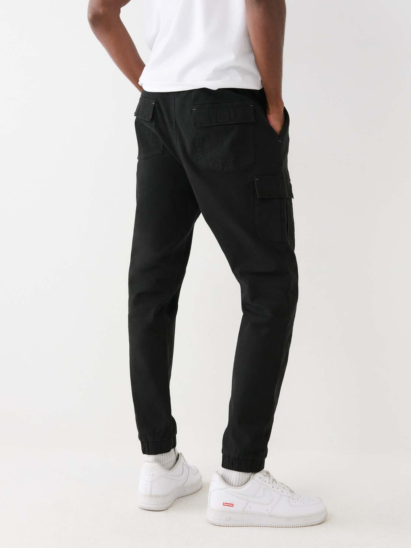 True Religion Contrast Stitch Sweatpants in Black for Men
