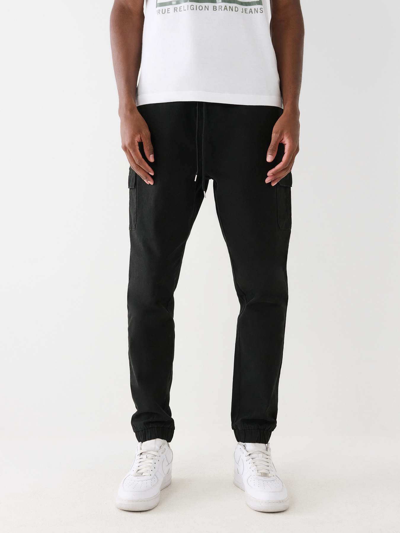 True Religion Contrast Stitch Sweatpants in Black for Men