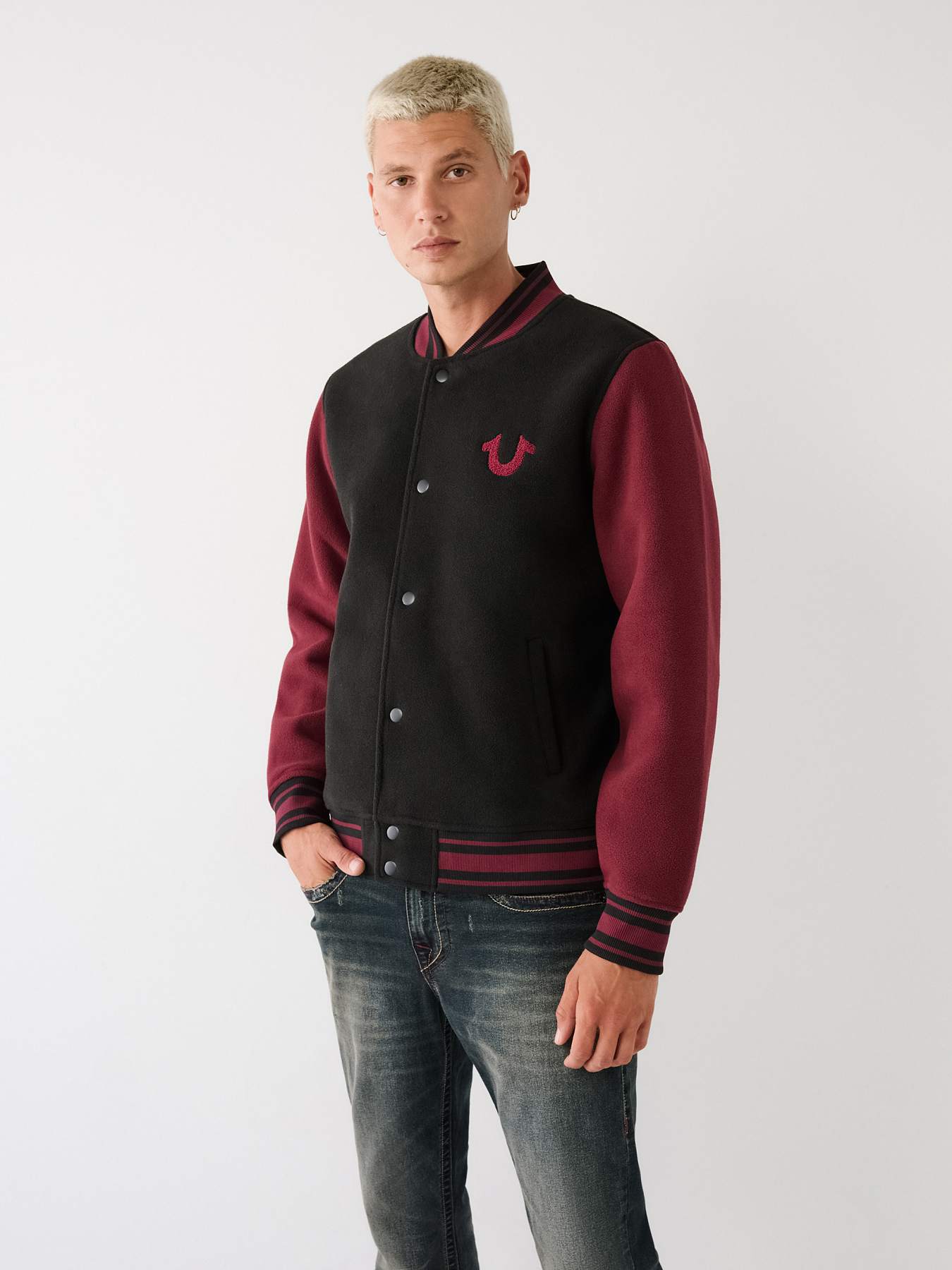 True religion varsity jacket red sale