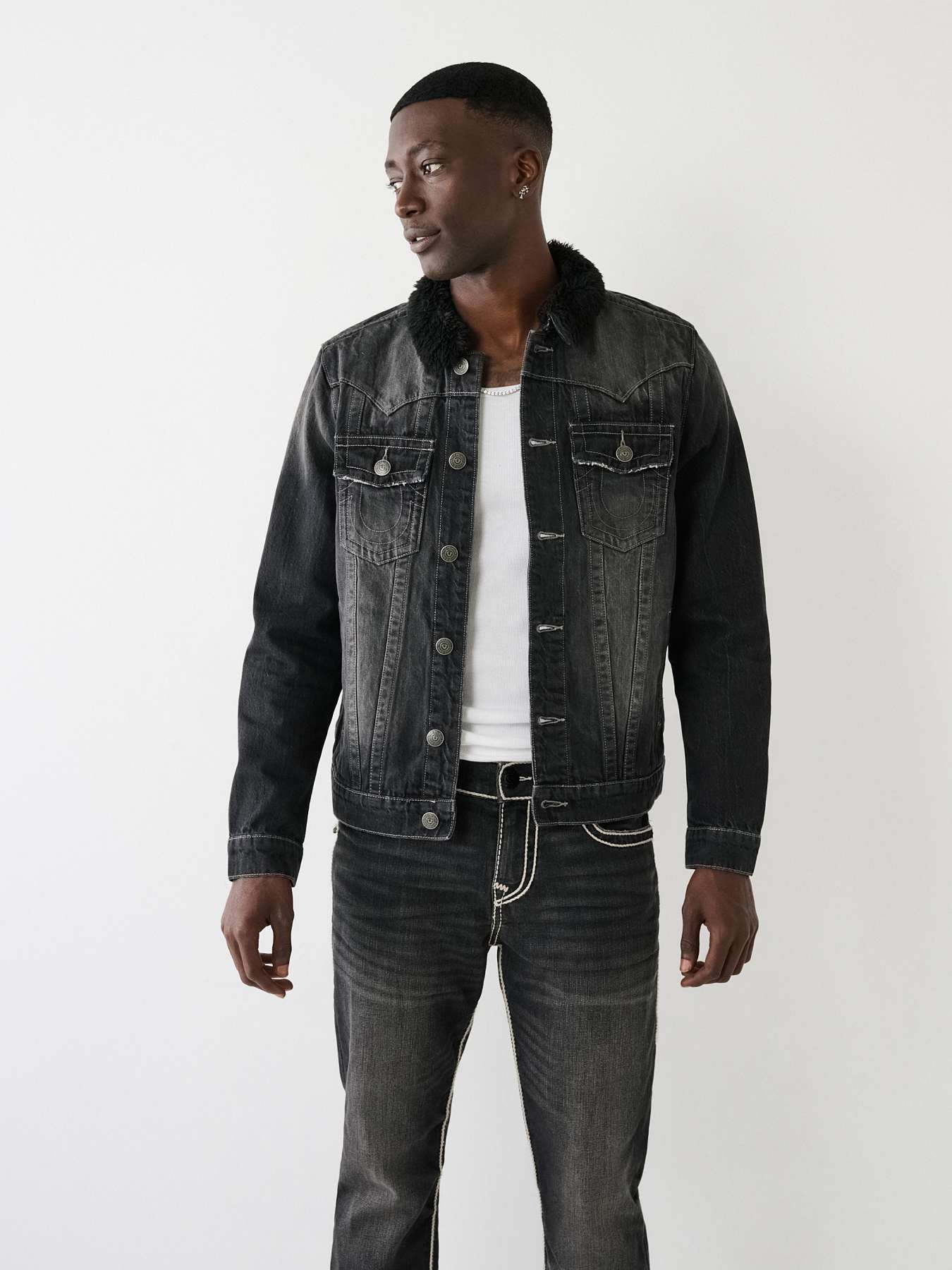 True religion men's jimmy denim clearance jacket