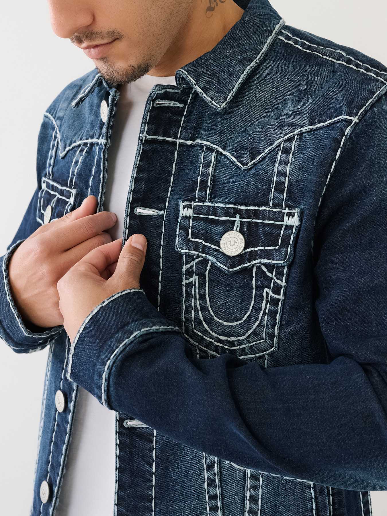 True religion men's jimmy denim outlet jacket