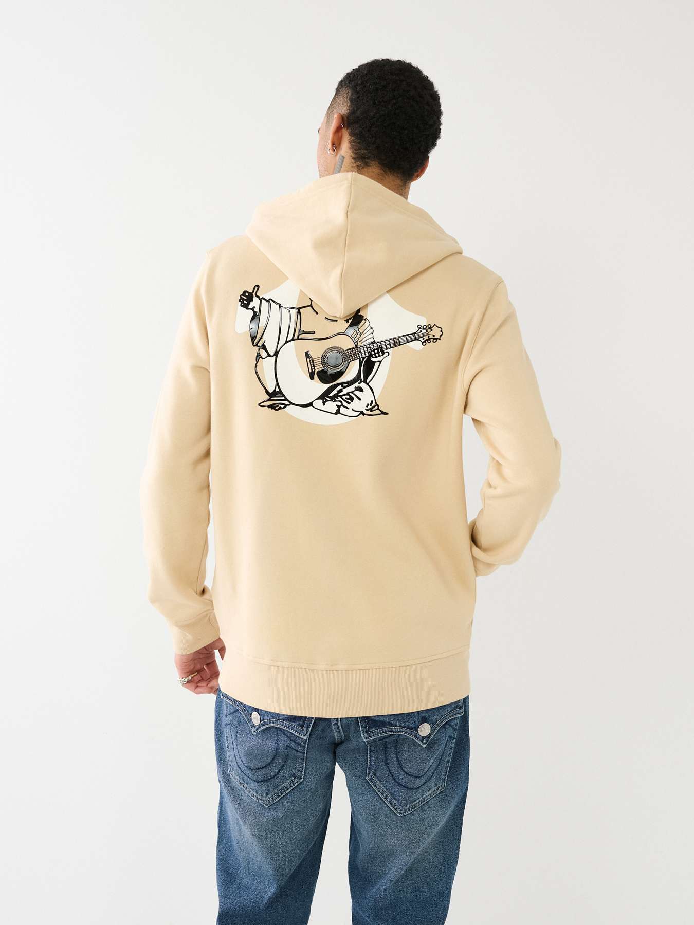 EMBOSSED BUDDHA LOGO FLEECE ZIP HOODIE, image 3