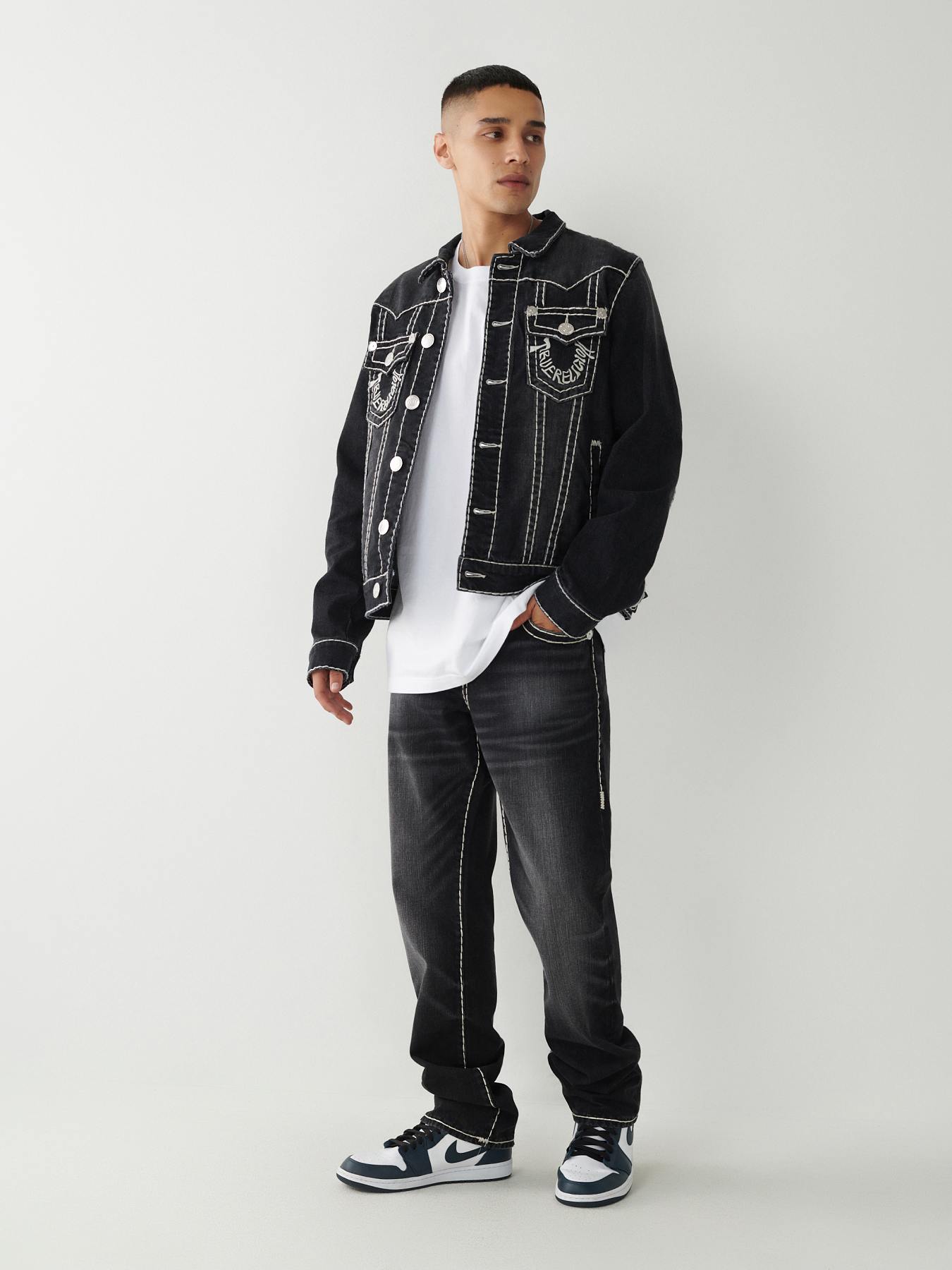 RICKY TR EMBROIDERY SUPER T STRAIGHT JEAN - BLACK WASH