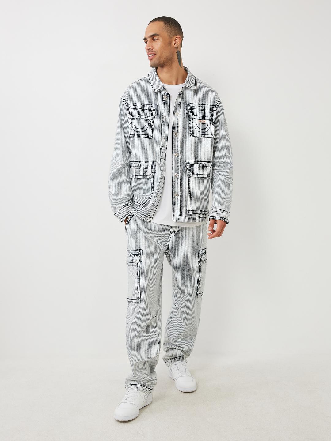 HICKORY STRIPE BAGGY CARGO PANT