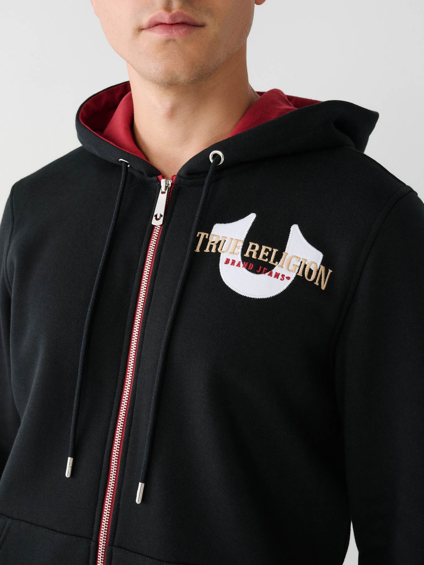 True Religion Men's Buddha Logo Zip Hoodie Sweatshirt, Black, S at   Men's Clothing store