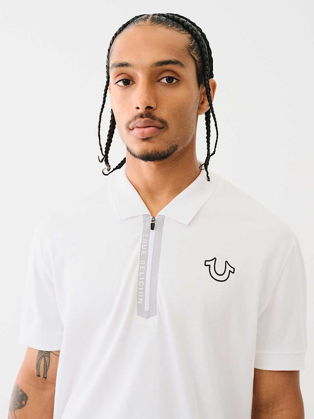 TR TAPE LOGO ZIPPER POLO SHIRT | True Religion TR TAPE LOGO ZIPPER POLO SHIRT | True Religion
