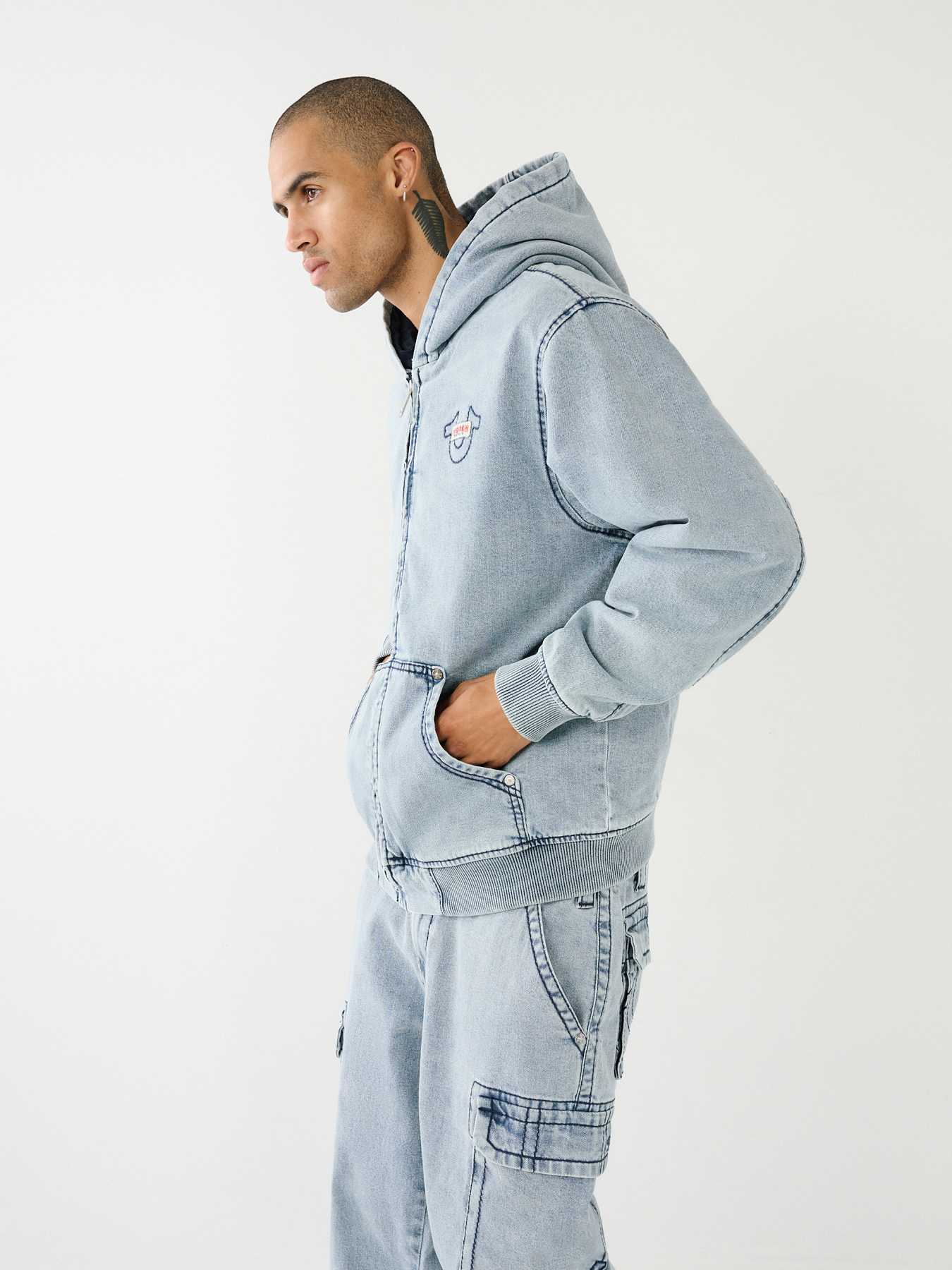 True religion jean jacket hoodie sale